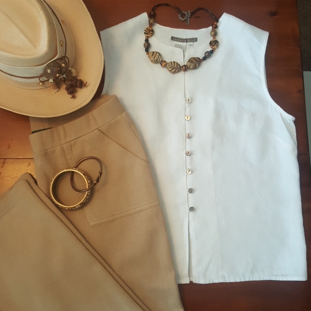 Isabella Bird White Linen Top